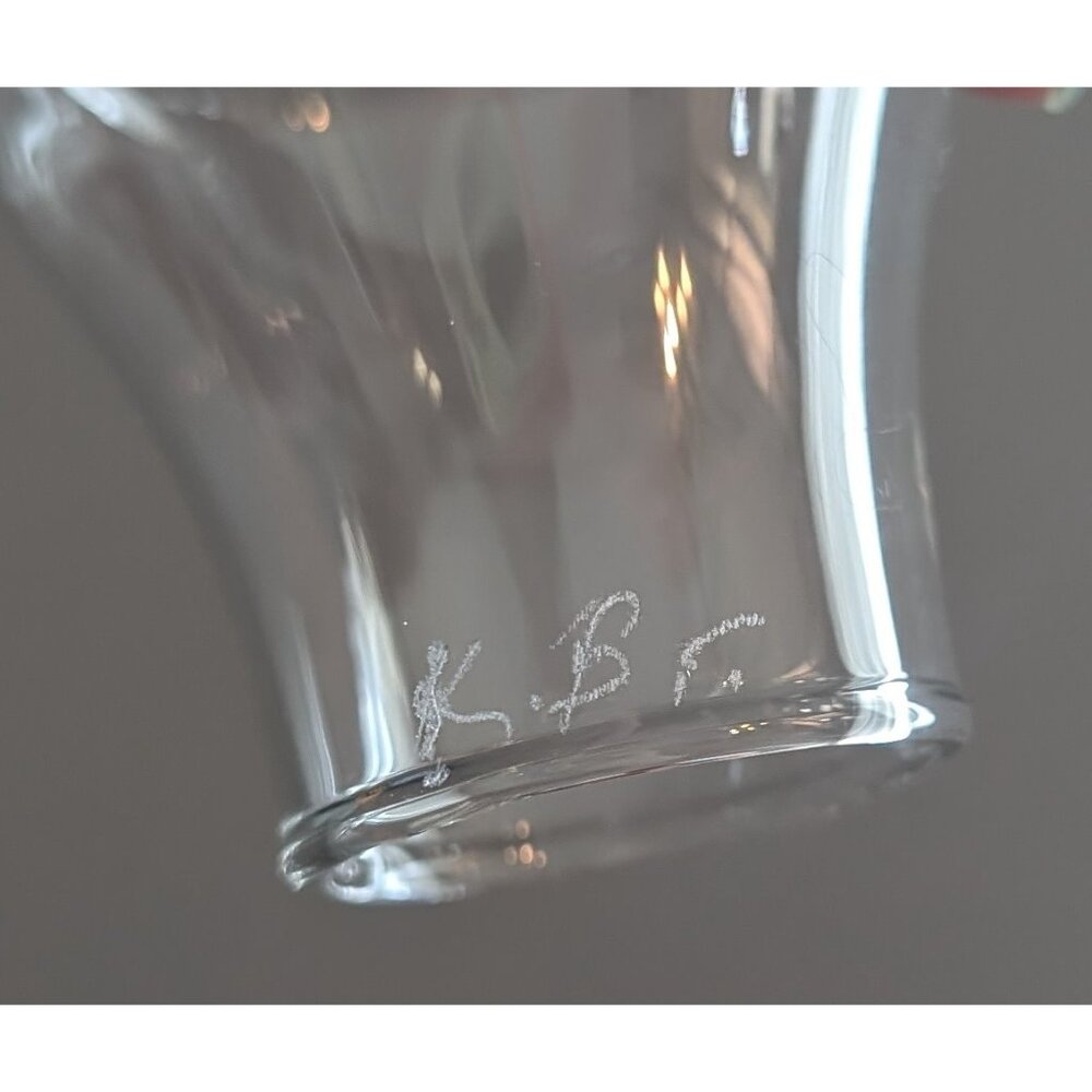 Kosta Boda 3pc Carafe and Wine Glass Set, Numbered and Signed by Kjell Engman - Picture 5 of 9